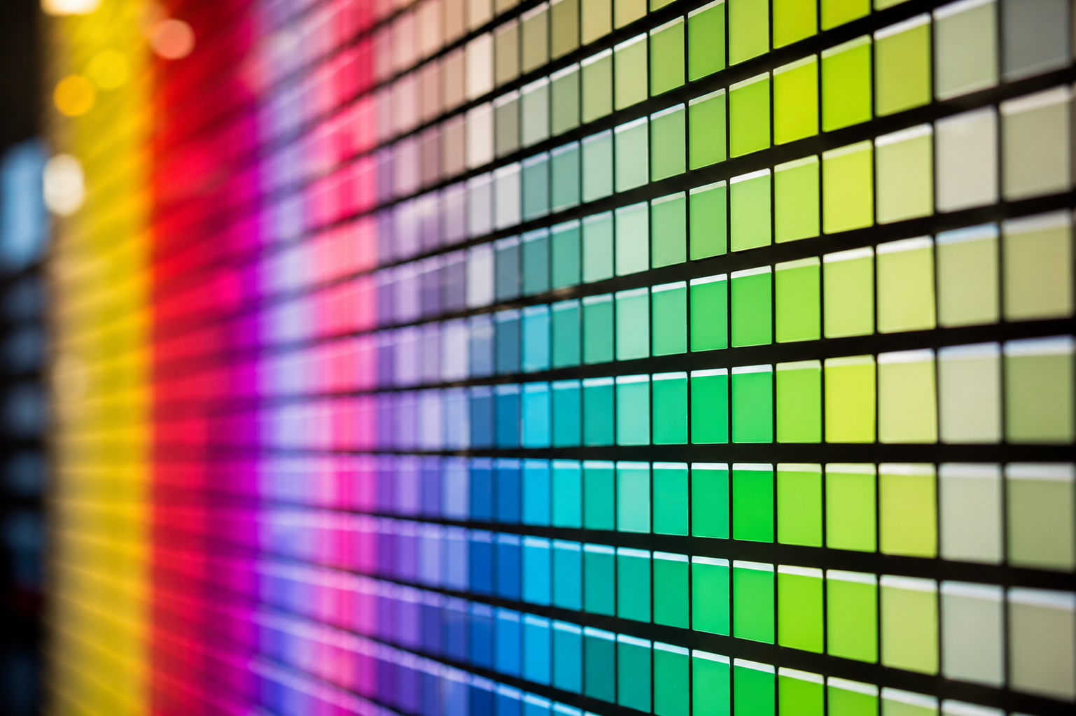 Mosaico de paletas de colores utilizadas en diseño digital, interfaces UX y accesibilidad visual.